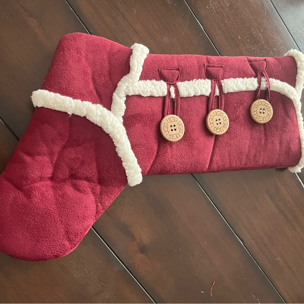 UGG Burgundy and Cream Stocking with Button Accents